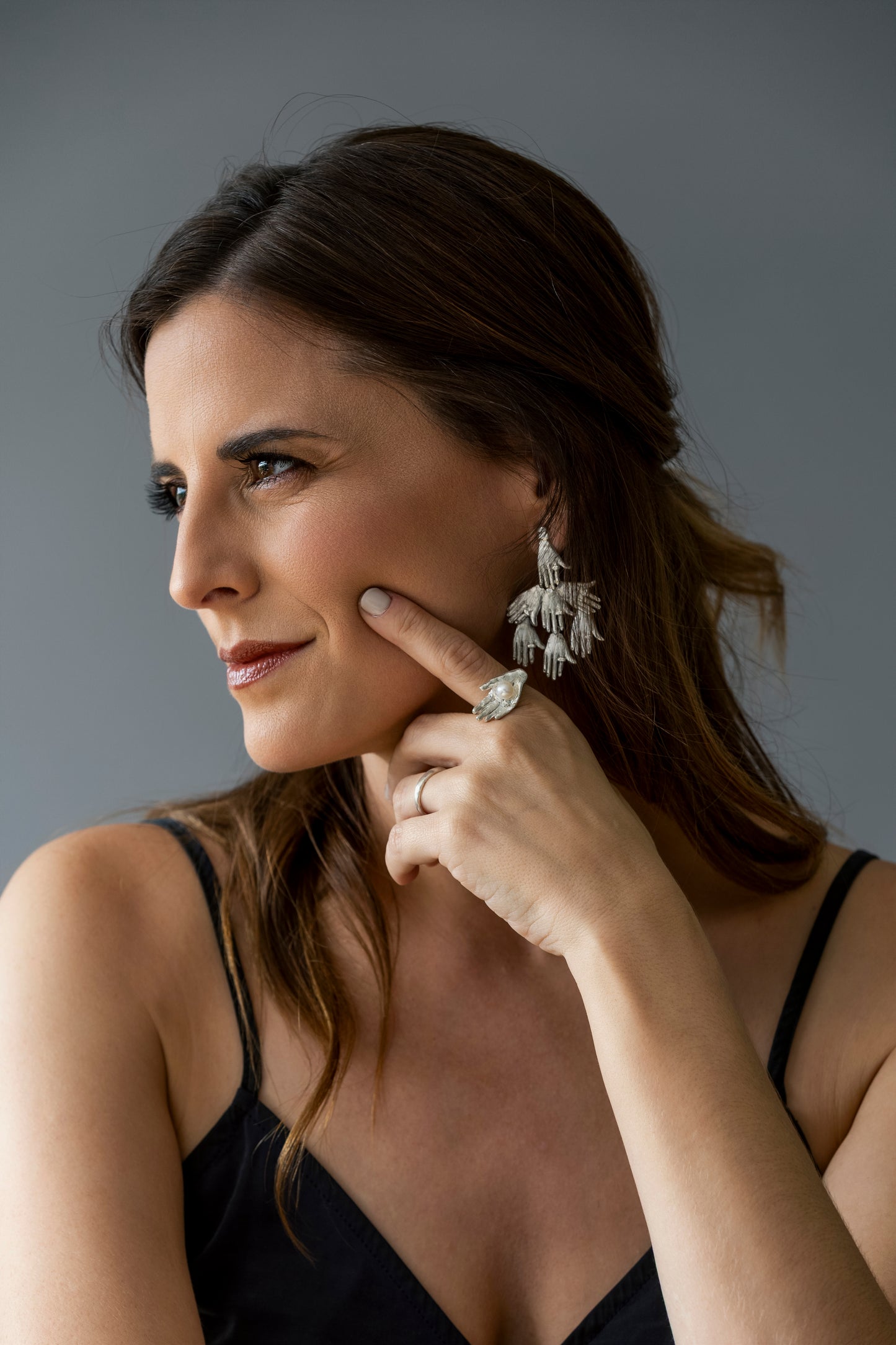 Fractal hands earrings