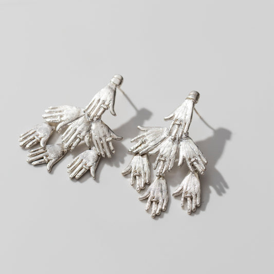 Fractal hands earrings